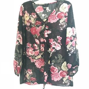 Jules & Leopold Sheer Floral Blouse